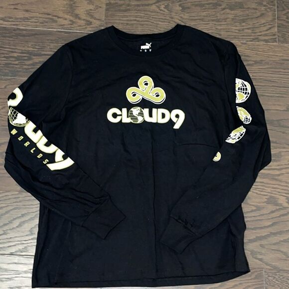 Puma x Cloud9 Carry On 2021 Worlds LS Black Long Sleeve T-Shirt XL NWOT - Picture 1 of 4